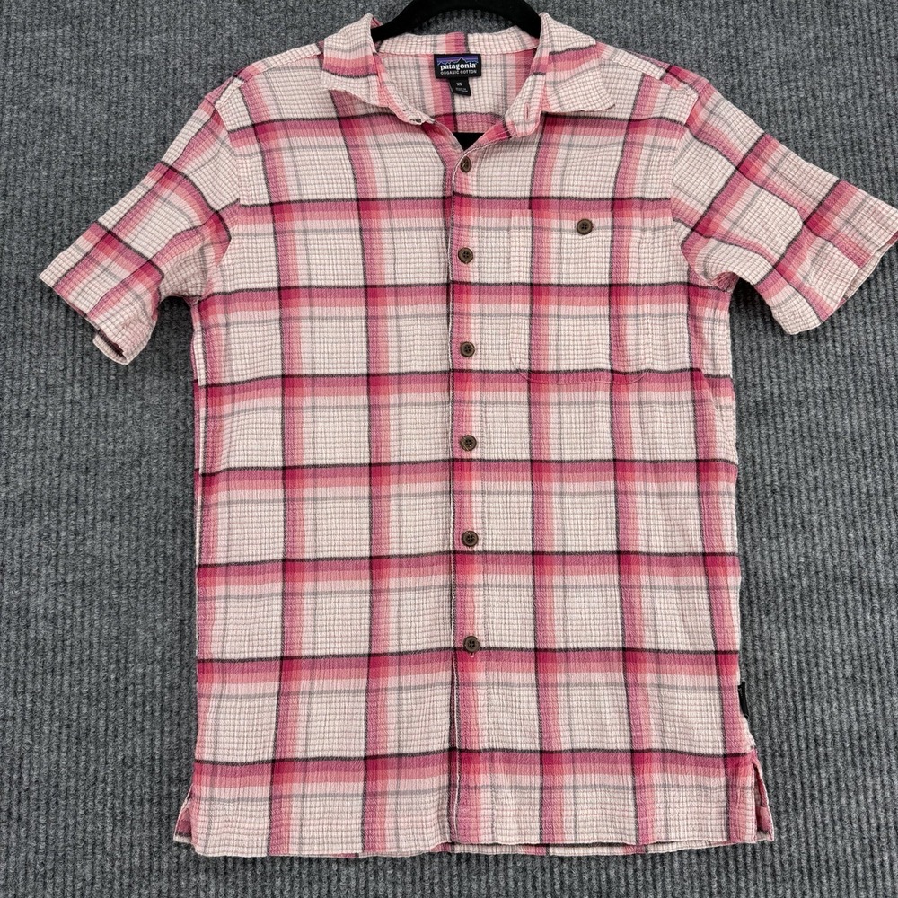 Patagonia A/C Shirt XS Pink Plaid Organic Cotton Button Up Lightweight‎